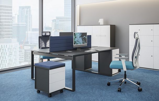 Стол Allegro 1600х700х750  / профиль О-образный: 70х20 белый; лючок: серебро; столешница: белый - Вид 3