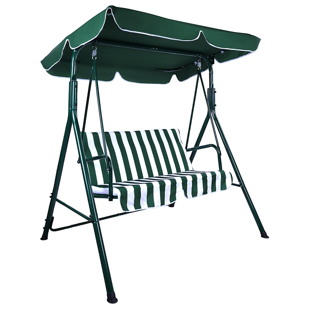 Качели садовые DASWERK (ДАСВЕРК) "RELAX SC-001", 2 места, Ш140хГ110хВ153 см, мягкое сиденье, зеленый/белый, 680050 - Вид 2