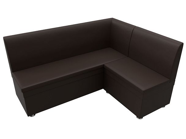 Кухонный угловой диван Уют правый (полностью экокожа коричневая) - Вид 5