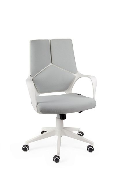 Кресло офисное / IQ / (white+grey) белый пластик / серая ткань - Вид 5