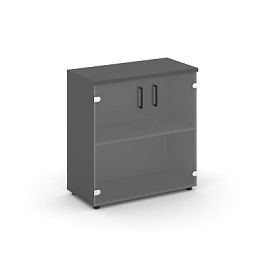 Стайл Проджект Шкаф низкий широкий SN.STS-302 Антрацит/Прозрачный/Черный Ручки 796*400*833 - Фото предпросмотра