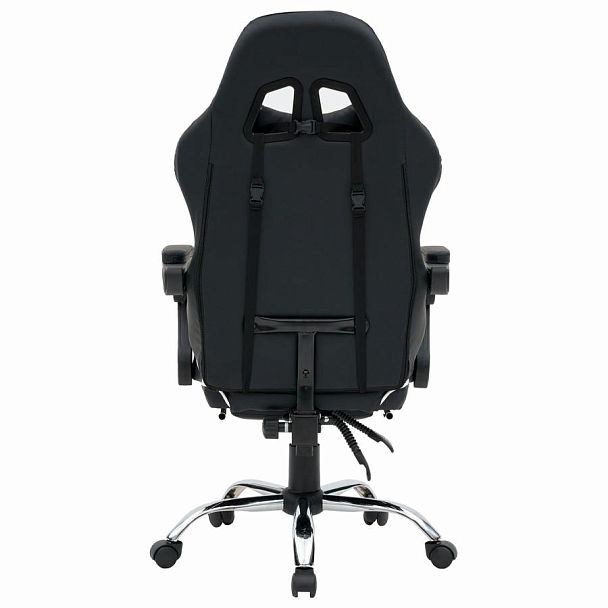 Кресло компьютерное CROMEX "Wave GM-145", вибромассаж, подножка, подушки, экокожа, черное/серое, 532956 - Вид 8