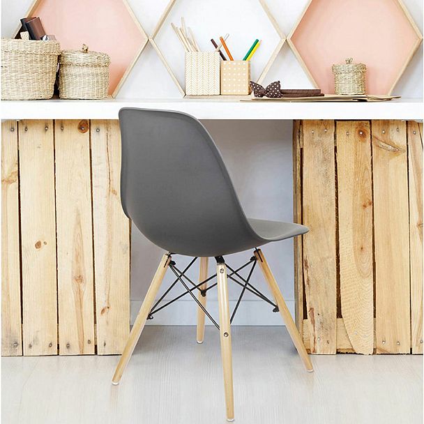 Стулья BRABIX "Eames CF-010", КОМПЛЕКТ 4 шт., пластик серый, опоры дерево/металл, 532632, 2033A - Вид 13