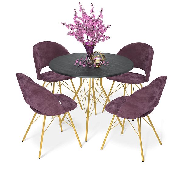 Обеденная группа Sheffilton SHT-DS249 каменный уголь/лиственно-зеленый/золото - Вид 2