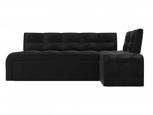Кухонный угловой диван Люксор правый (полностью экокожа черная) - Вид 2