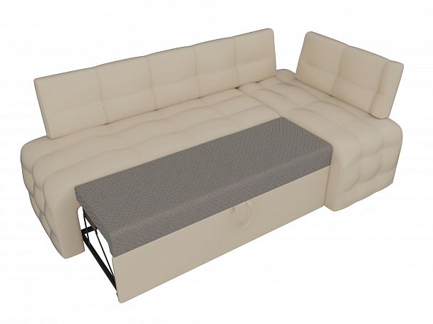 Кухонный угловой диван Люксор правый (полностью экокожа бежевая) - Вид 5