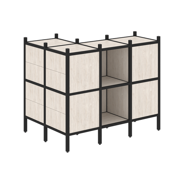 Loft Угловой внешний стеллаж наборный VR.L-51 Денвер светлый/Чёрный металл 862*1278*1047 - Вид 1