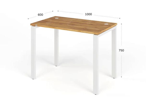 TANDEM RTD057-MK-100-ME Стол прямой на металлокаркасе ун-й 1000х600х750 Таксония медовая/Белый - Вид 2