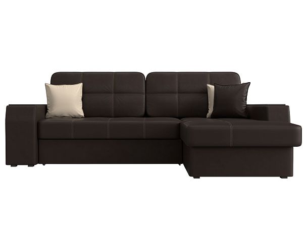 Угловой диван Брюссель правый (полностью экокожа коричневая) - Вид 2