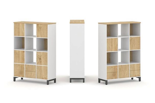 Стайл Проджект Набор стеллажа 2-х сторон., 4 яр. SN.NSD-431 Белый/Тиквуд Светлый/Металл Антрацит 112 - Вид 1