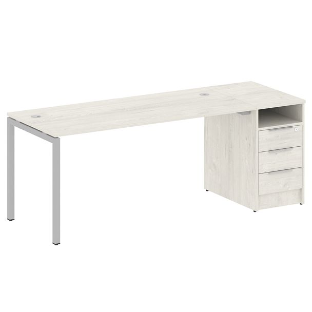 Metal System Quattro Р. ст. с тумбой на П-образном м/к 40БП.РС-СТП-1.4 Дуб наварра/Серый металл 2012*720*750 - Вид 1