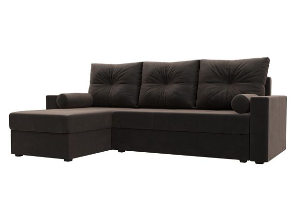 Диван угловой Верона Лайт угол левый (полностью велюр коричневый) - Вид 1