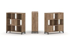 Стайл Проджект Набор стеллажа 2-х сторон., 3 яр. SN.NSD-331 Дуб Табак/Металл Антрацит 1121*400*1248 - Фото предпросмотра