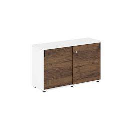 Шкаф купе 1238х400х750 низкий, с замком / корпус: белый, фасады: дуб модена Сигма / Sigma - Фото предпросмотра