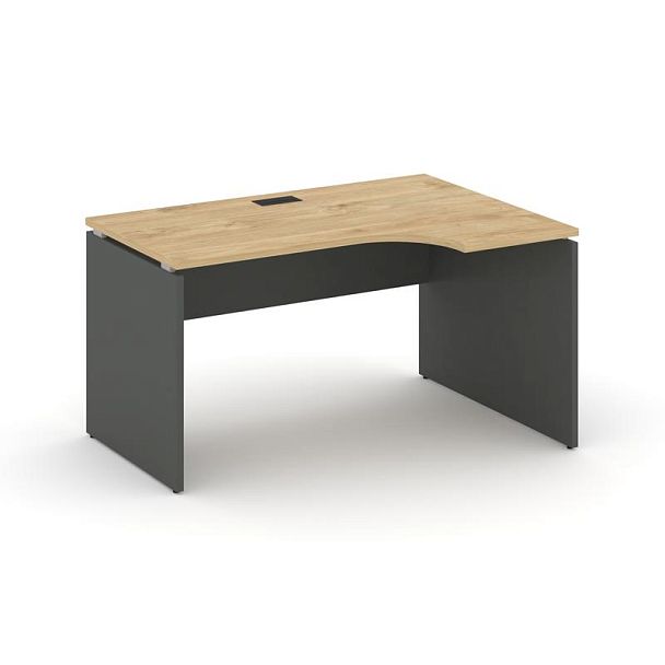 Стайл Проджект Стол рабочий эргоном. SN-D.SPA-002(R) Тиквуд Светлый/Антрацит NEW/Черная Заглушка 158 - Вид 1