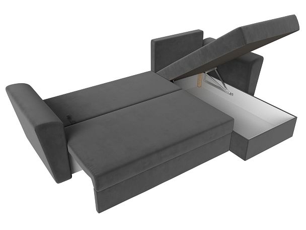 Угловой диван Амстердам Лайт правый (полностью велюр серый) - Вид 7