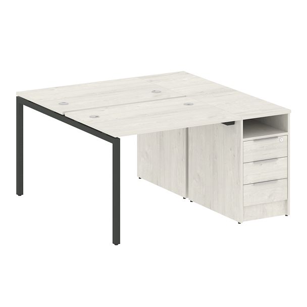 Metal System Quattro Р. ст. с тумбой на П-образном м/к 40БП.РС-СТП-2.1 Дуб наварра/Антрацит металл 1412*1475*750 - Вид 1