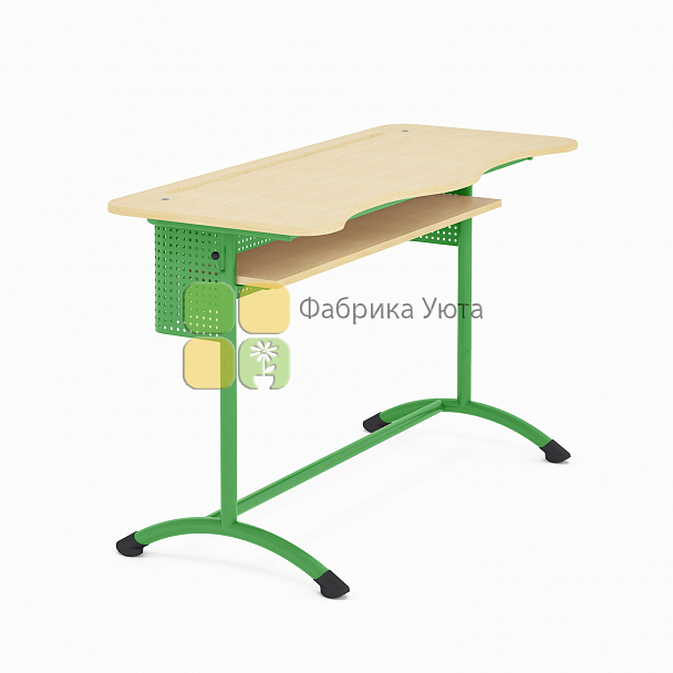 Парта двухместная ЭКСТРА (Р) с полкой и перф. экраном рег., без наклона (1-3 гр) - Вид 3