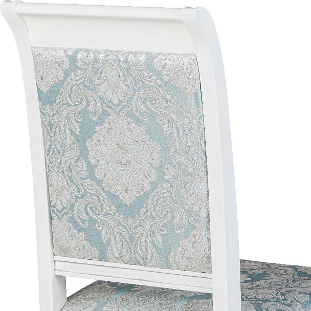 Комплект деревянных стульев с мягким сиденьем Бармс Белая эмаль серебрянная патина/Бирюзовый жаккард, 2 шт. - Вид 9