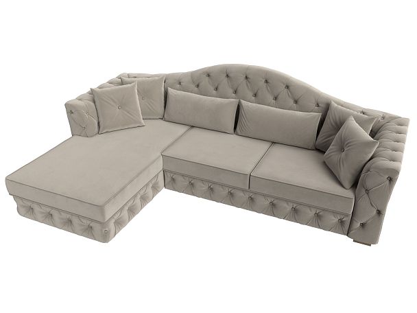 Диван угловой Артис левый угол Микровельвет бежевый - Вид 5