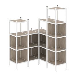 Loft Угловой внутренний стеллаж наборный VR.L-39 Дуб аттик/Белый металл 1278*1278*1869 - Фото предпросмотра