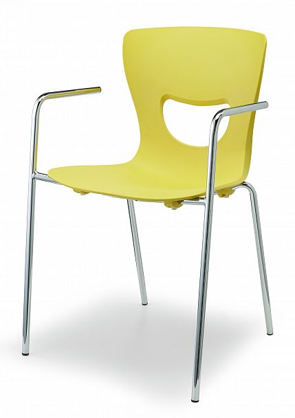 Стул PLUTO (4 ножки с подлокотниками), желтый - Вид 3