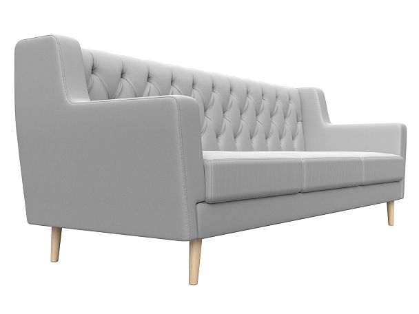 Прямой диван Брайтон 3 Люкс (полностью экокожа белая) - Вид 3