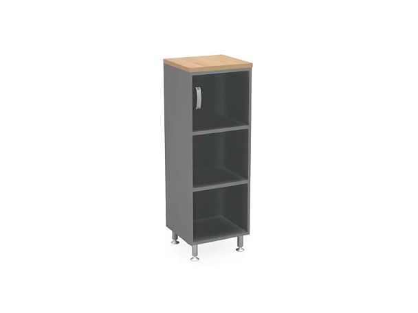 БЕРЛИН / BERLIN Стеллаж закрытый витрина стекло левый 450х430х1290 Акация/Серый - Вид 1