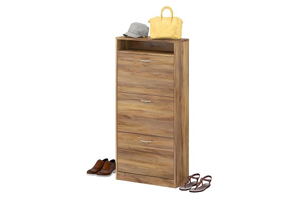 Обувница "Тумбы под ТВ  для гостиной"  ПК-ОБИ-ГЛШ124Х60Я3-В1-1077 таксония медовая - Вид 1