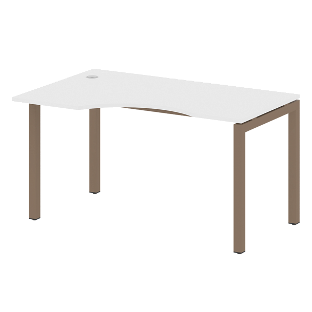 Metal System Quattro Стол криволинейный левый на П-образном м/к 50БП.СА-2 (L) Белый/Мокко металл 1400*900*750 - Вид 1
