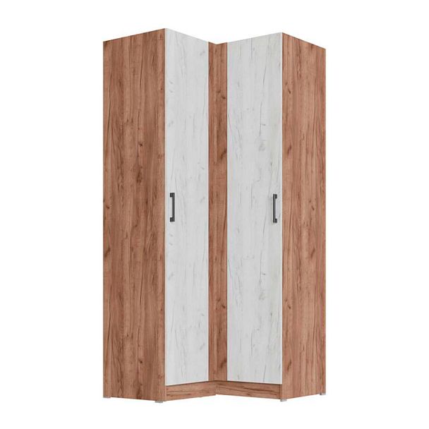 Спальня Вегас Шкаф угловой дуб крафт табачный/дуб крафт белый - Вид 1