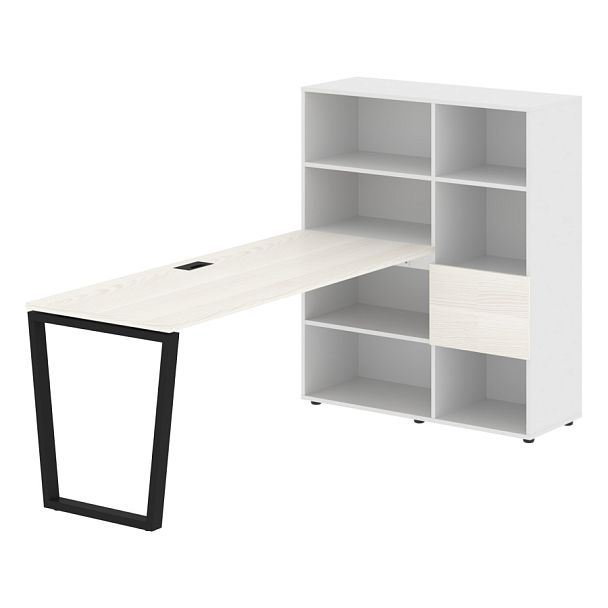 Стол-стеллаж EVRST 1117 Ясень Траун/Черный/Белый 2190х1120х1355 EDIS - Вид 1