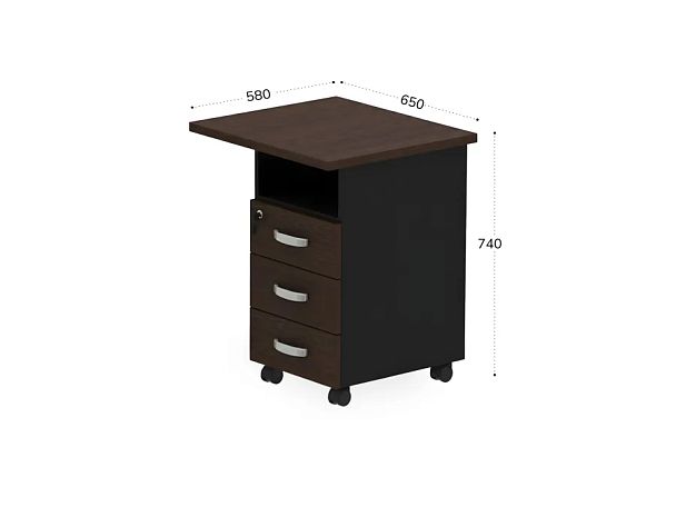 БЕРЛИН / BERLIN Тумба приставная правая 650х580х740 Венге/Черный - Вид 2