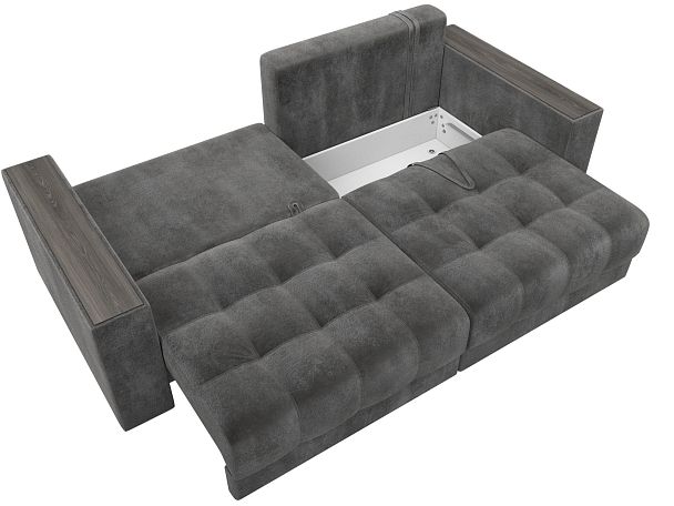 Диван прямой с декором Лига-049 НПБ Велюр серый - Вид 9