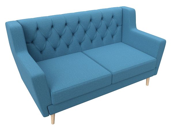 Диван кухонный прямой Брайтон 2 Люкс Рогожка голубой - Вид 5