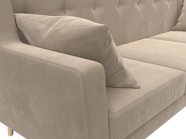 Прямой диван Брайтон 3 (полностью велюр бежевый) - Вид 4