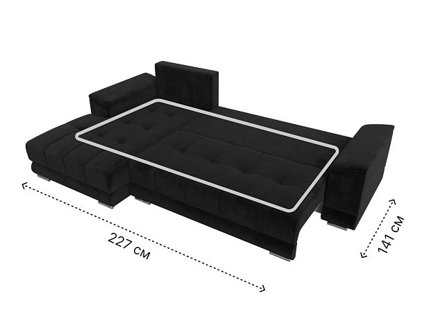 Угловой диван НордСтар левый угол Велюр черный - Вид 10