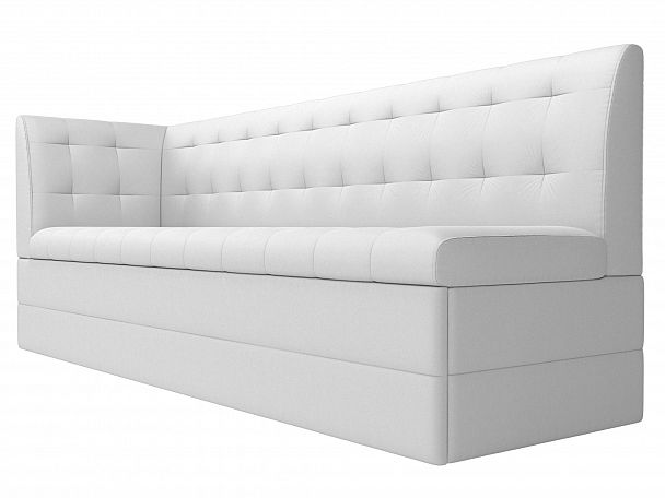 Кухонный диван Бриз с левым углом (полностью экокожа белая) - Вид 3