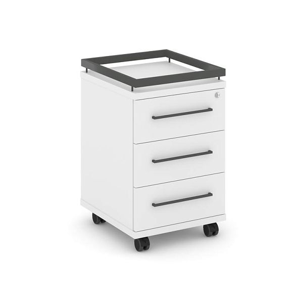 Rift Тумба мобильная усиленная + рамка RF.TM-003 Белый Бриллиант/Металл Антрацит 416*460*665 - Вид 1