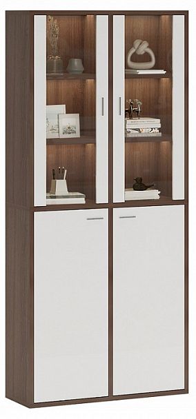 Шкаф-витрина Домино СУ(ш2в2)+2ФС+2ФГ Белый/Шамони - Вид 2