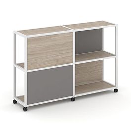 Shelf Mobile Стеллаж 3 уровня 2 секции VR.LT-STK-314.08 Дуб Аттик/Металл Белый/W-11 1570*400*1046 - Фото предпросмотра