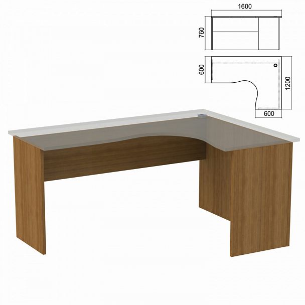 Стол компактный ЧАСТЬ 2 "Арго", 1600х1200х760 мм, правый, орех - Вид 1
