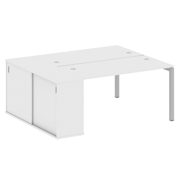 Metal System Quattro Р. ст. с шкафом-купе на П-образном м/к 50БП.РС-СШК-1.3 Т Белый/Серый металл 1810*1475*750 - Вид 1