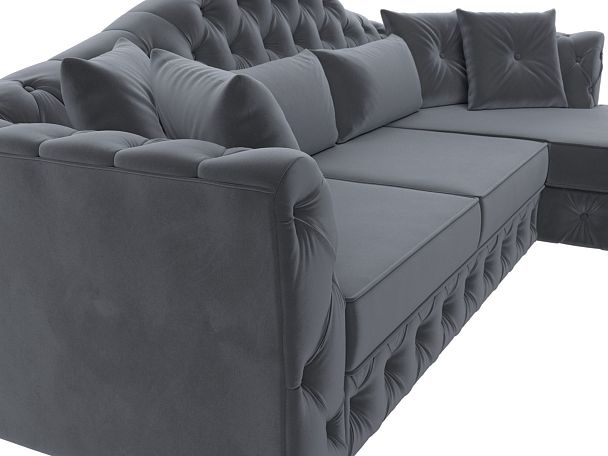 Диван угловой Артис правый угол Велюр серый - Вид 4