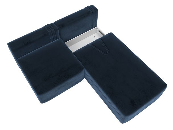 Диван угловой модульный Лига-060 НПБ угол универсальный Велюр синий - Вид 7