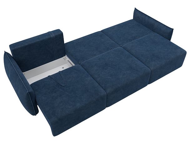 Диван прямой Лига-051 НПБ Лонг Велюр синий - Вид 9