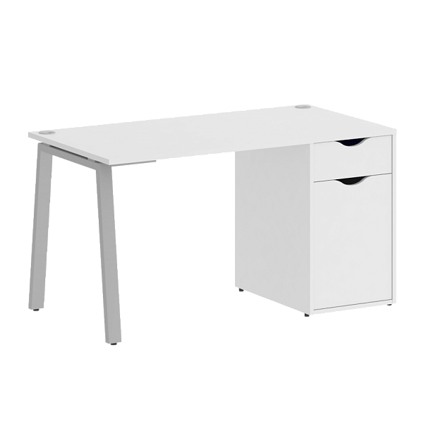 Home Office Стол письменный VR.SP-3-138.1.A Белый бриллиант/Серый металл 1380*720*750 - Вид 1