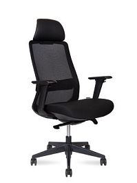 Кресло офисное / Como black / черный пластик / черная сетка / черная ткань - Фото предпросмотра