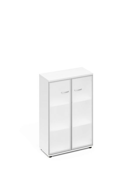 Шкаф средний со стеклом в алюминиевой рамке A4 А4 9367 БП белый премиум - Вид 1