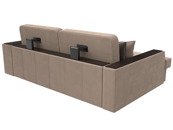 Угловой диван Брюссель левый (полностью велюр бежевый) - Вид 6